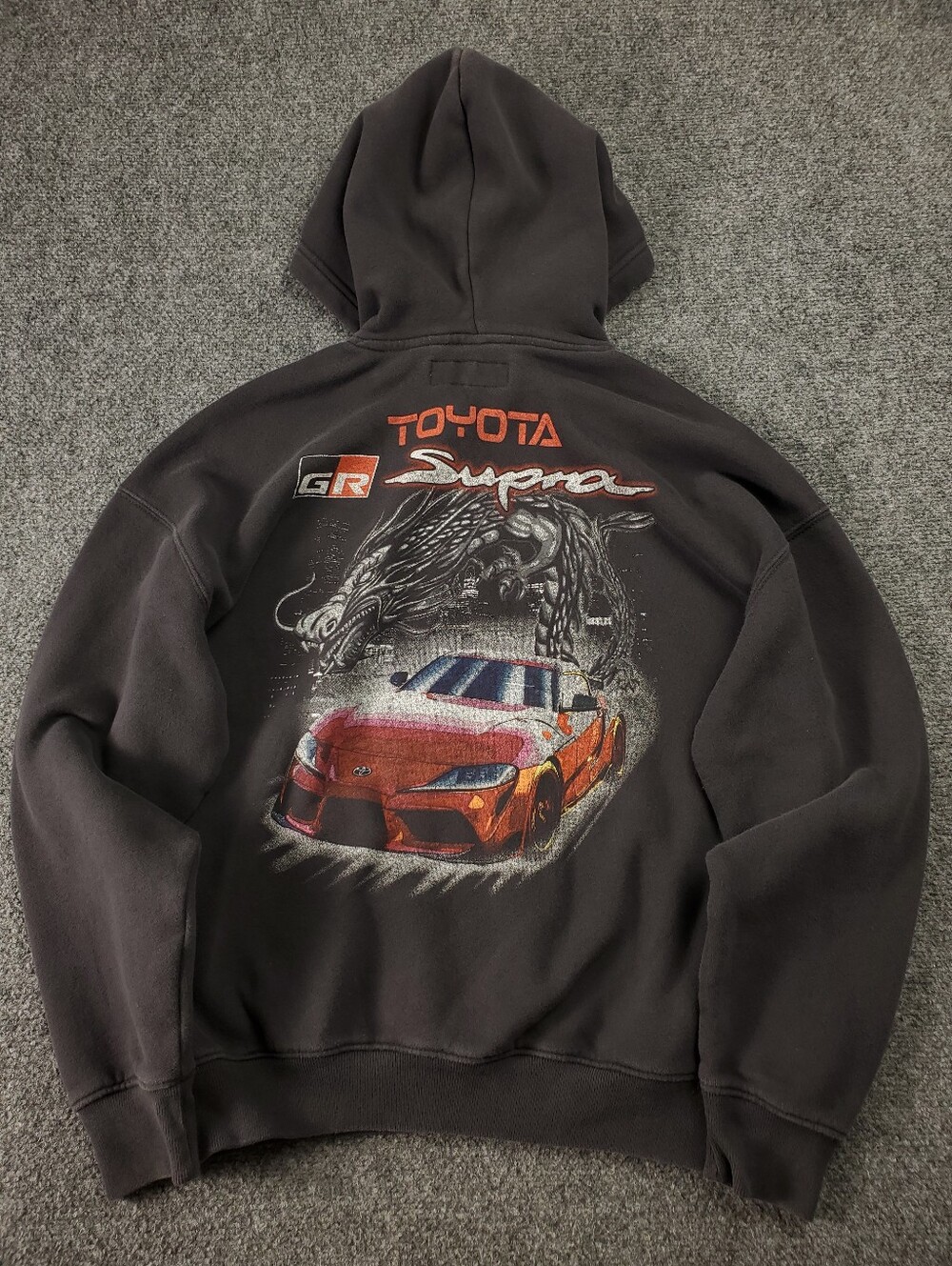 Hollister Toyota GR Supra Pullover Hoodie Small Boxy Gray Dragon Graphic Racing